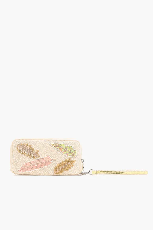 Embellished Wallet with wristlet-Natural Gold sold by America & Beyond
