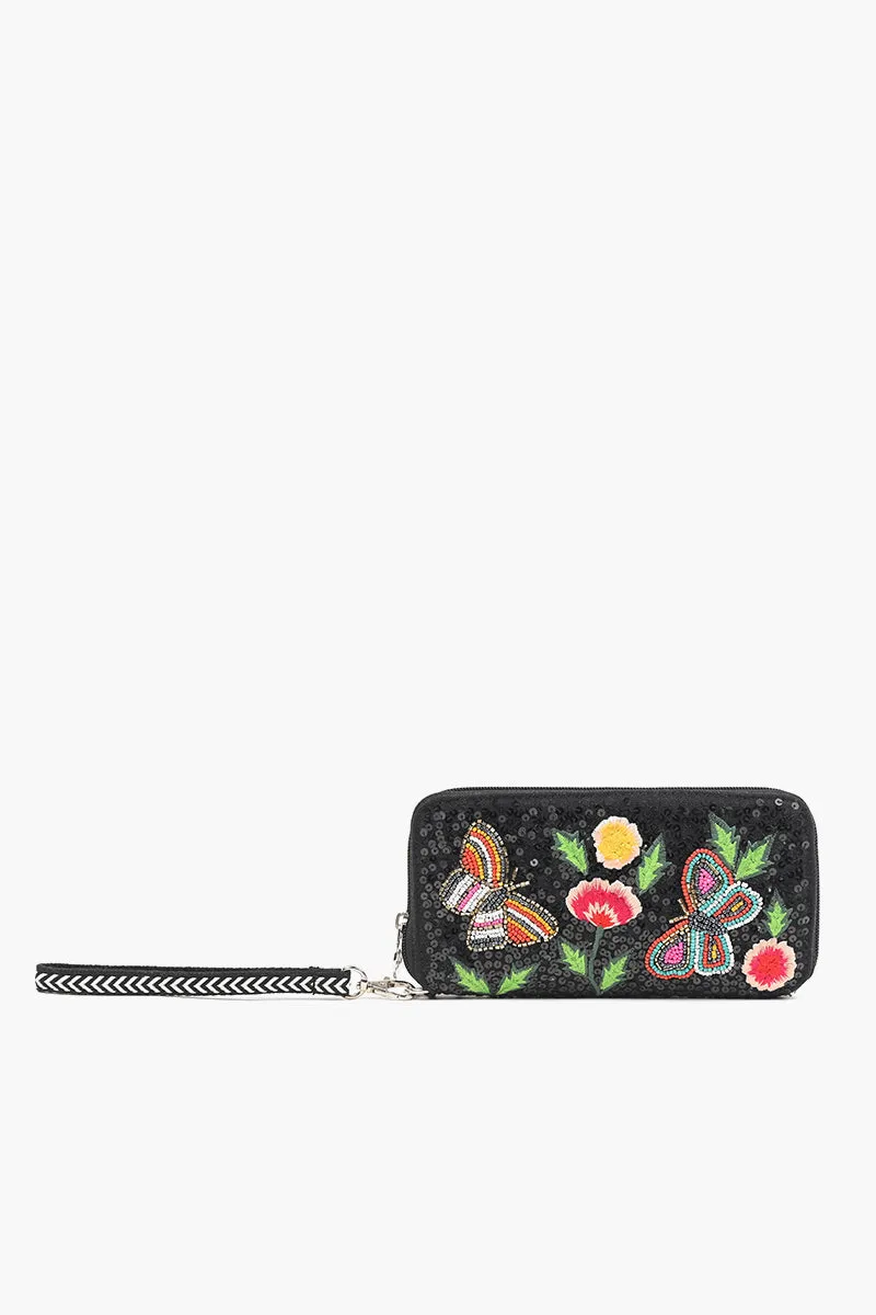 Embellished Wallet with wristlet-Black Butterfly sold by America & Beyond product image thumbnail 2