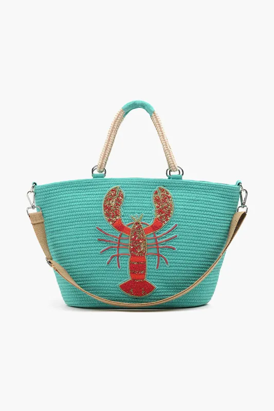 Lobster Embellished Large Jute Tote sold by America & Beyond