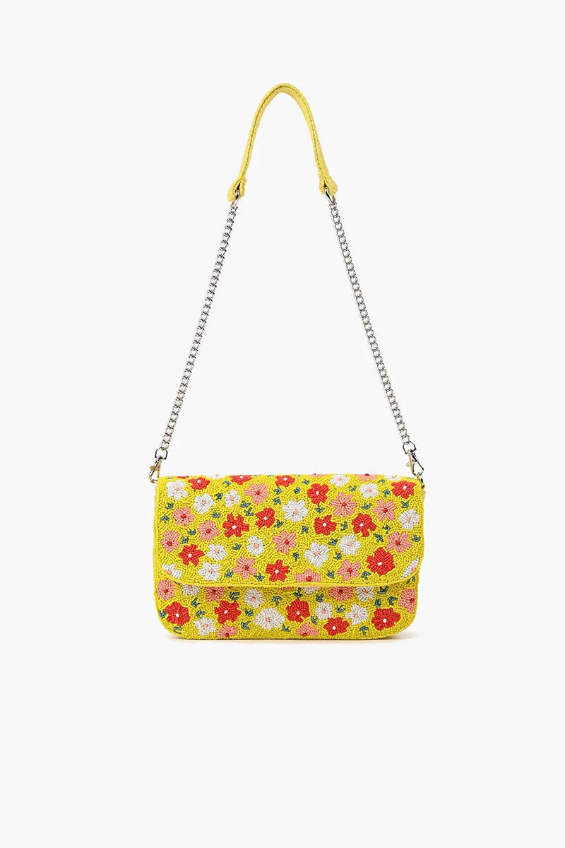 Yellow Delight Floral Embellished Shoulder Bag sold by America & Beyond