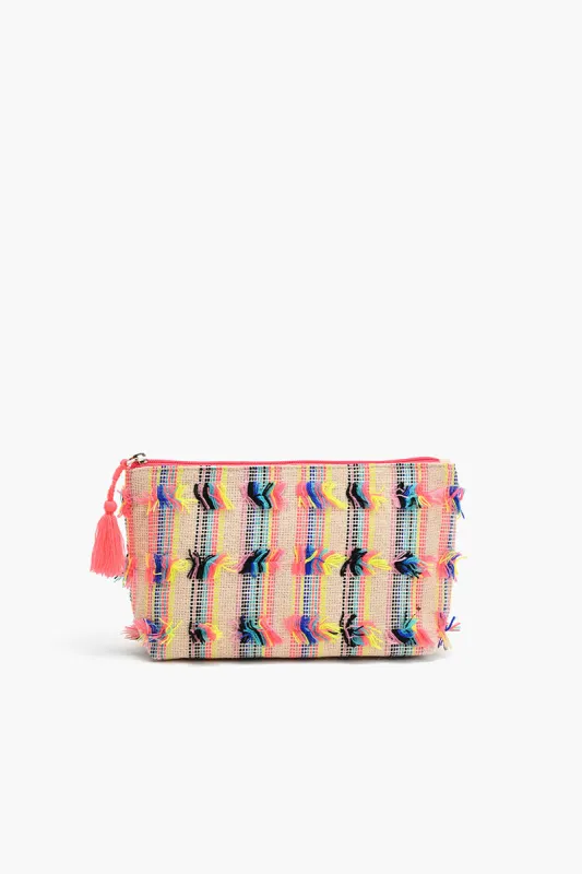Mexican Striped Handwoven Jacquard Cosmetic Pouch sold by America & Beyond