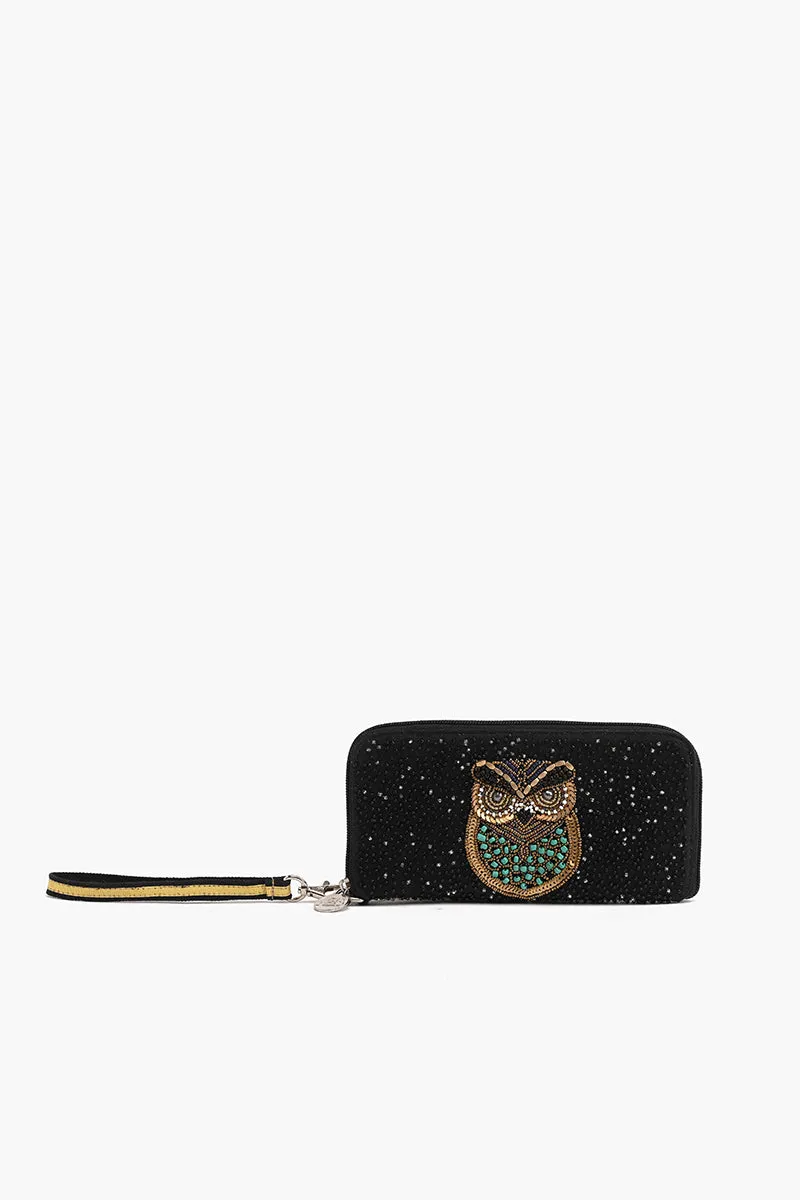 Embellished Wallet with wristlet-Owl sold by America & Beyond