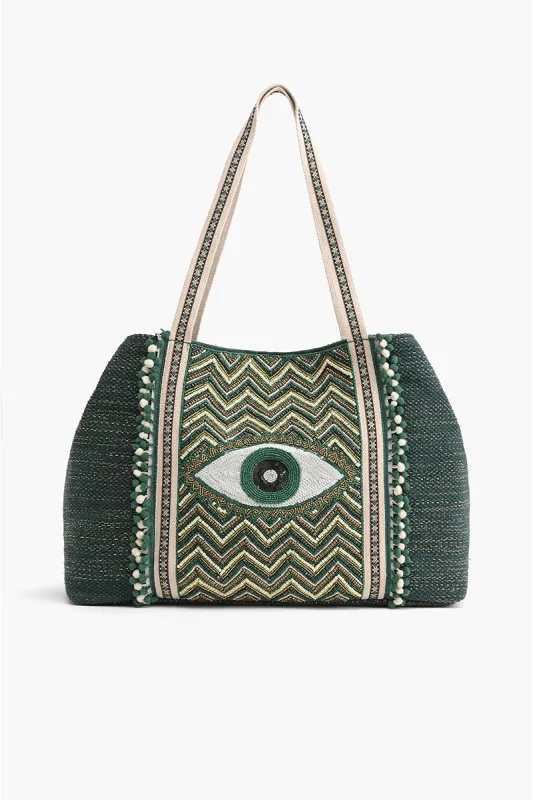 Evergreen Evil Eye Tote sold by America & Beyond
