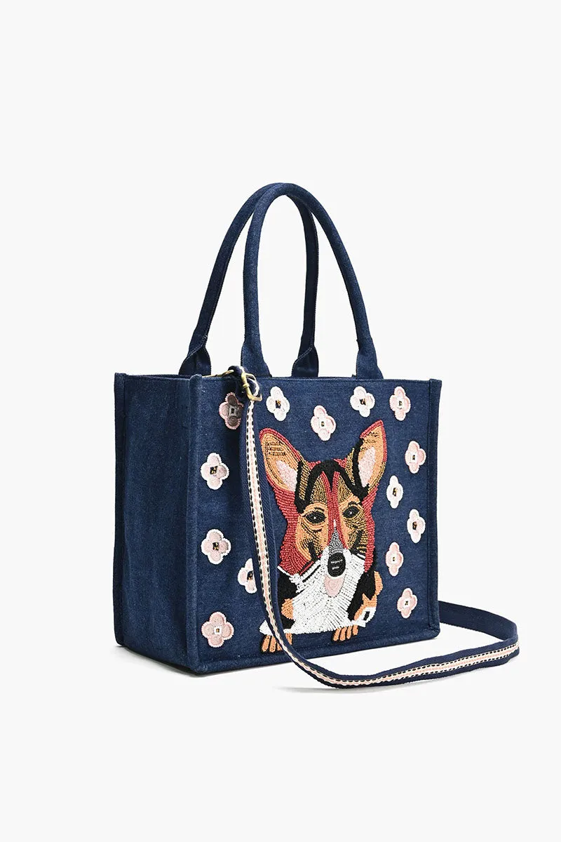 Beaded Denim Critter Shopper-Cutest Corgi sold by America & Beyond product image thumbnail 3