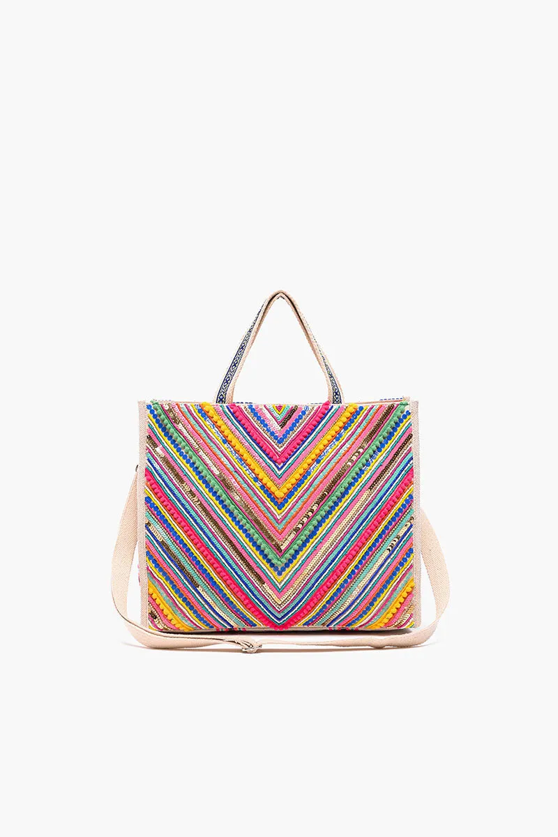 Embellished Shopper Satchel-Neon Chevron sold by America & Beyond