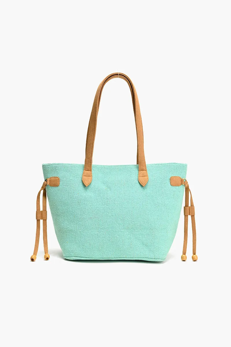 Embroidered Beaded Tote-Blue Palms sold by America & Beyond product image thumbnail 2