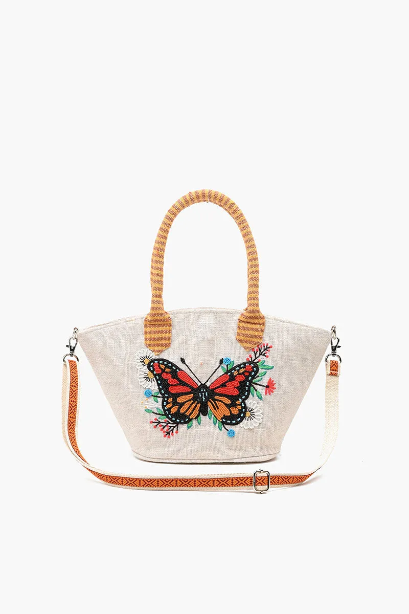 Butterfly Beaded Mini Jute Tote sold by America & Beyond