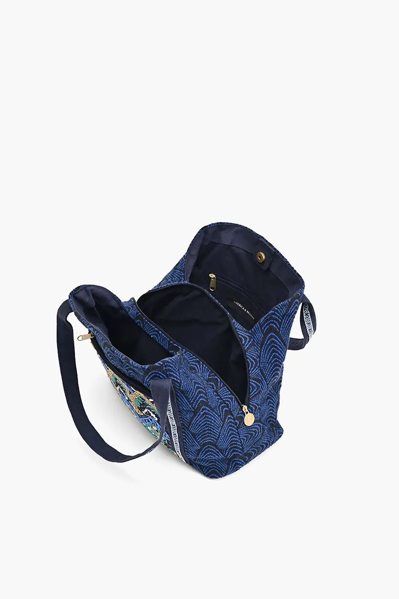 Denim Triple Entry Embellished Shoulder Bag sold by America & Beyond product image thumbnail 4