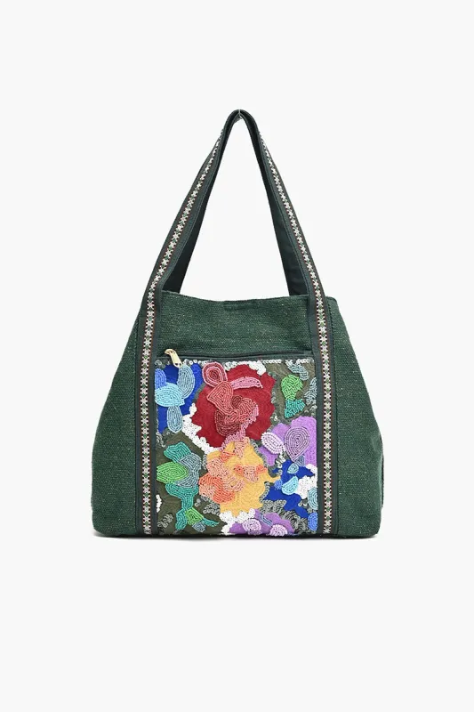 Green Triple Entry Embellished Shoulder Bag sold by America & Beyond