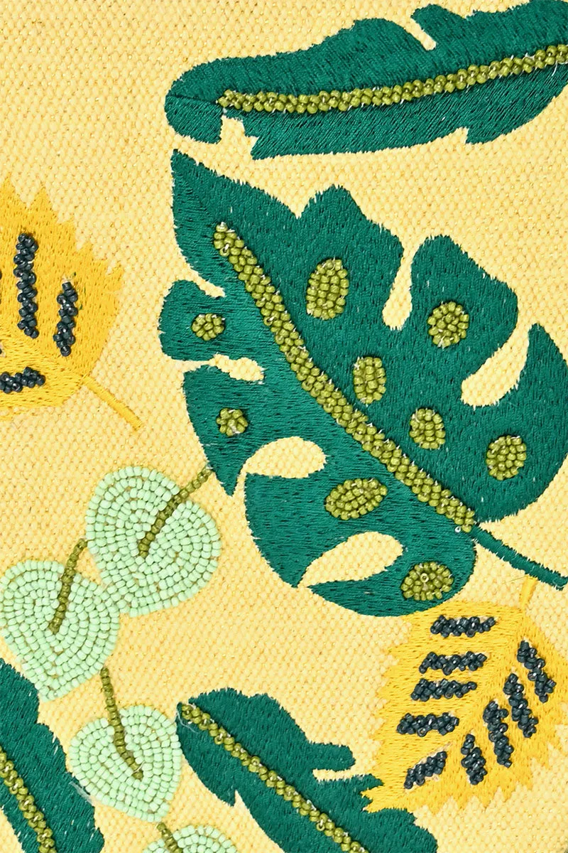 Embroidered Beaded Tote-Yellow Jungle sold by America & Beyond product image thumbnail 2