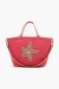 Embellished Jute Tote with Crossbody Strap-Pink Starfish sold by America & Beyond