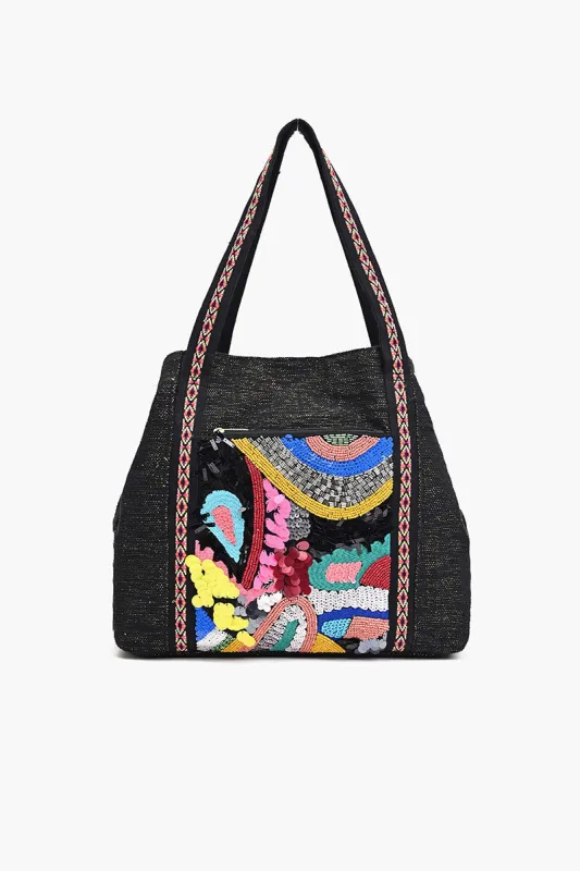 Black Triple Entry Embellished Shoulder Bag sold by America & Beyond