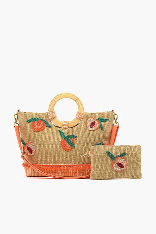 Peach Jute Tote with Pouch sold by America & Beyond