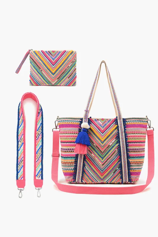 Embellished Tote, Crossbody and LG Pouch Bundle-Rad Rainbow sold by America & Beyond