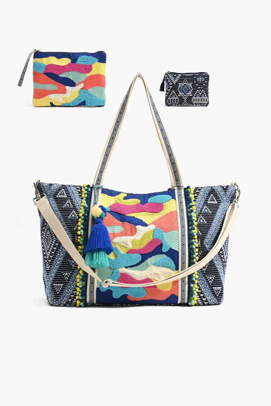 Embellished Tote With Two Pouches Cool Camo sold by America & Beyond