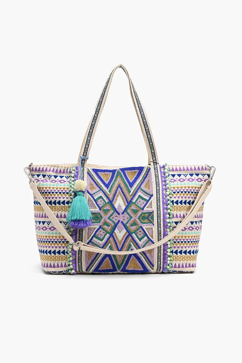 Embellished Tote With Two Pouches Luxe Lilac sold by America & Beyond product image thumbnail 2