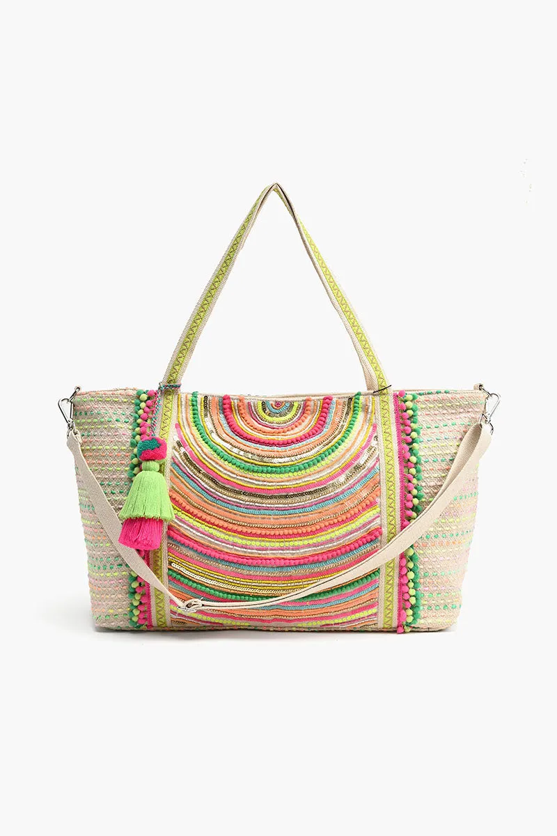 Embellished Tote with Two Pouches Bright is Best sold by America & Beyond product image thumbnail 2