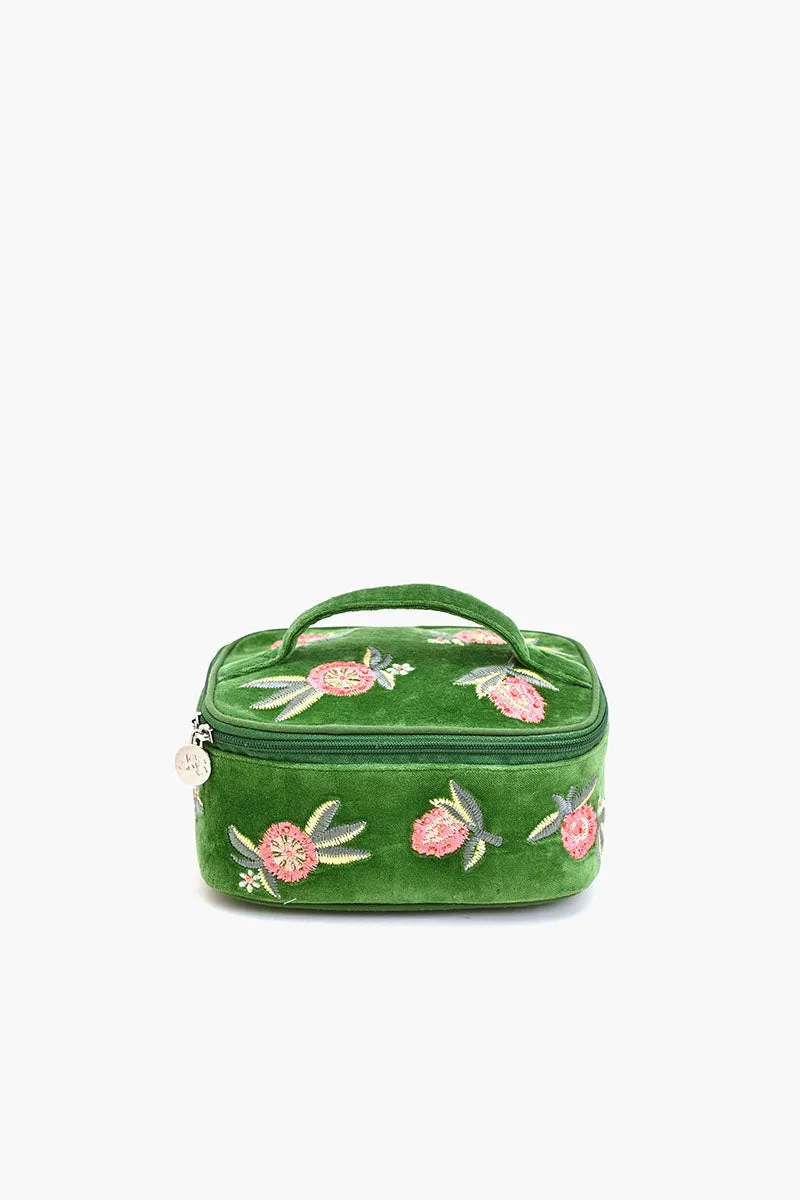 Velvet Embroidered Jewelry Box-Green Peaches sold by America & Beyond