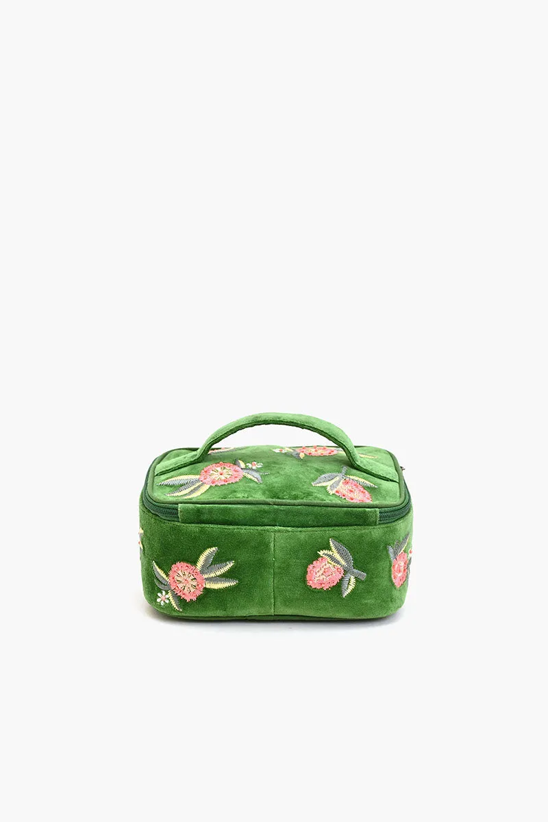 Velvet Embroidered Jewelry Box-Green Peaches sold by America & Beyond product image thumbnail 2