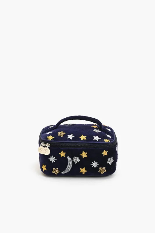 Velvet Embroidered Jewelry Box-Navy sold by America & Beyond