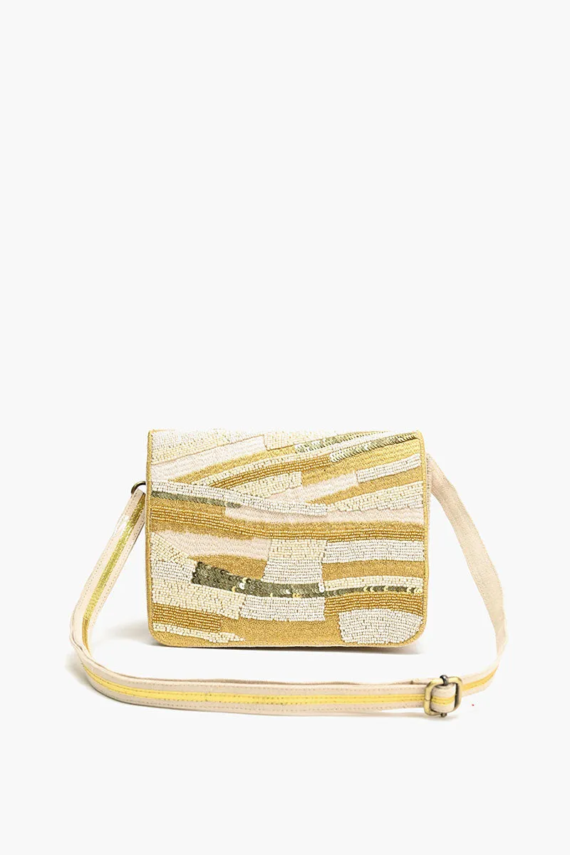 Embellished Messenger Crossbody-Gold Wave sold by America & Beyond