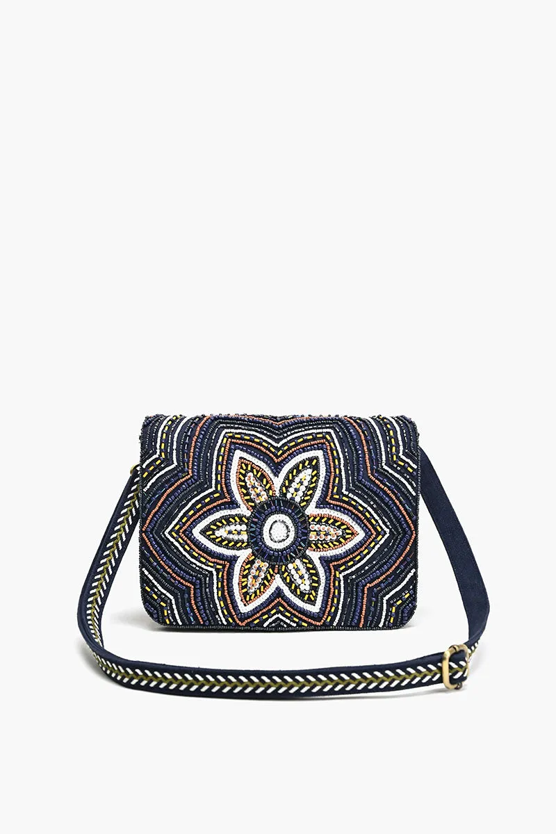 Embellished Messenger Crossbody-Black Floral sold by America & Beyond