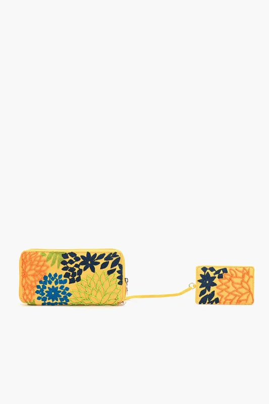 Embellished Wallet with Cardholder-Yellow Floral sold by America & Beyond