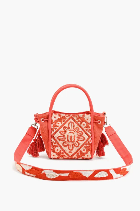Embellished Top Handle Crossbody-OrangeWhite sold by America & Beyond