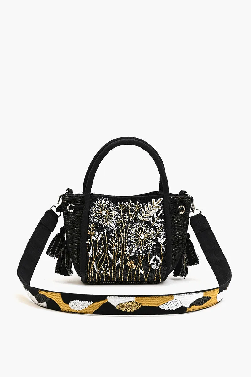 Embellished Top Handle Crossbody-Black Floral sold by America & Beyond