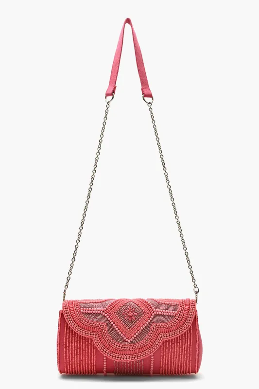 Embellished Convertible Clutch-Pink sold by America & Beyond
