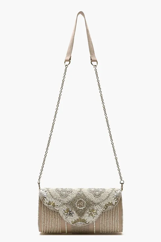 Embellished Convertible Clutch-Natural sold by America & Beyond