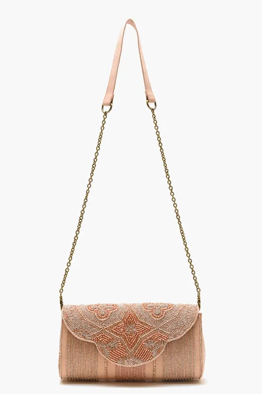 Embellished Convertible Clutch-Champagne sold by America & Beyond