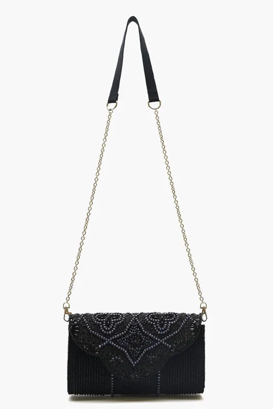 Embellished Convertible Clutch-Black sold by America & Beyond
