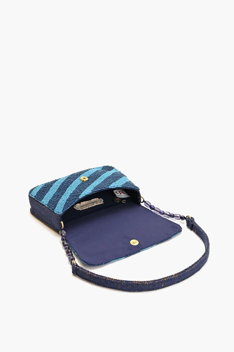 Beaded Shoulder Bag-Blue Stripe sold by America & Beyond product image thumbnail 4