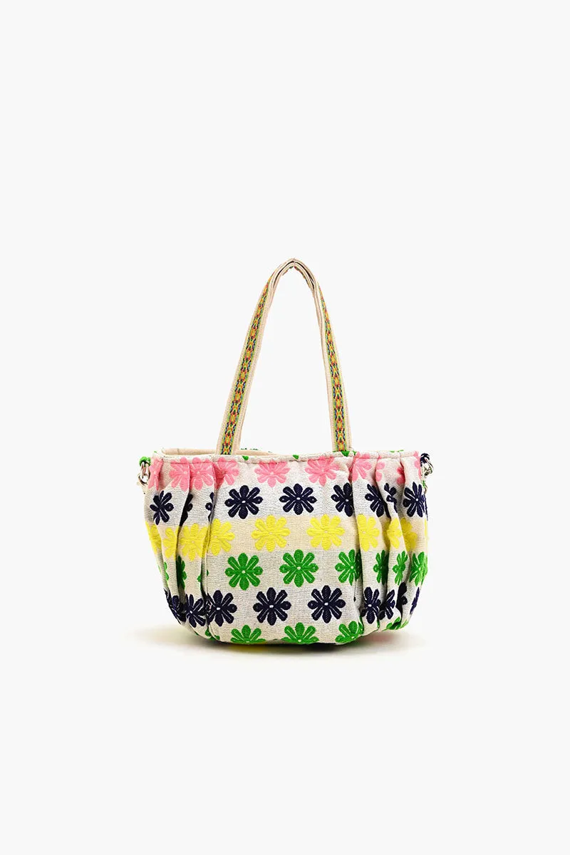 Beaded Ruched Tote with Crossbody Strap-Tropical sold by America & Beyond product image thumbnail 3