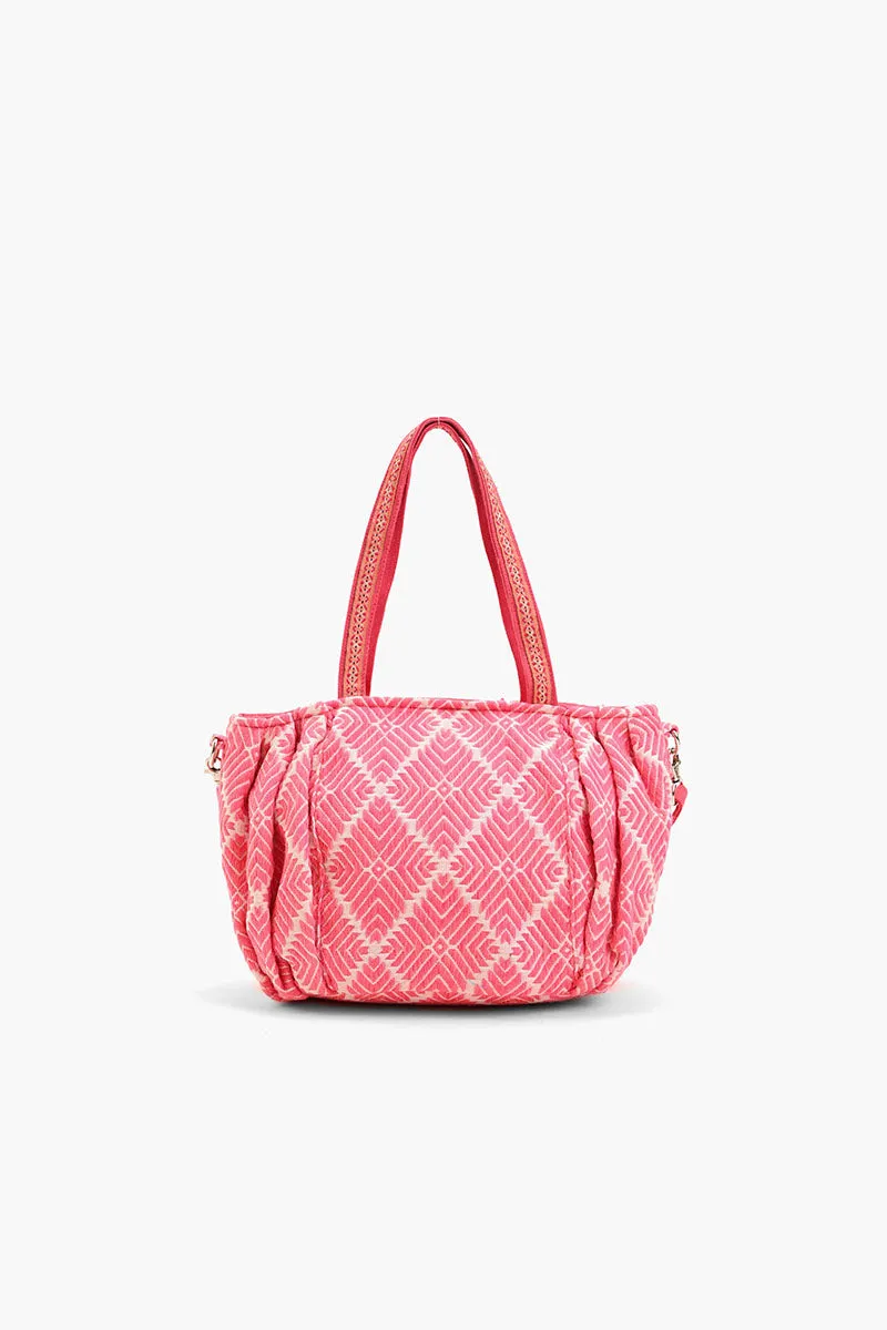 Beaded Ruched Tote with Crossbody Strap-Pink sold by America & Beyond product image thumbnail 2