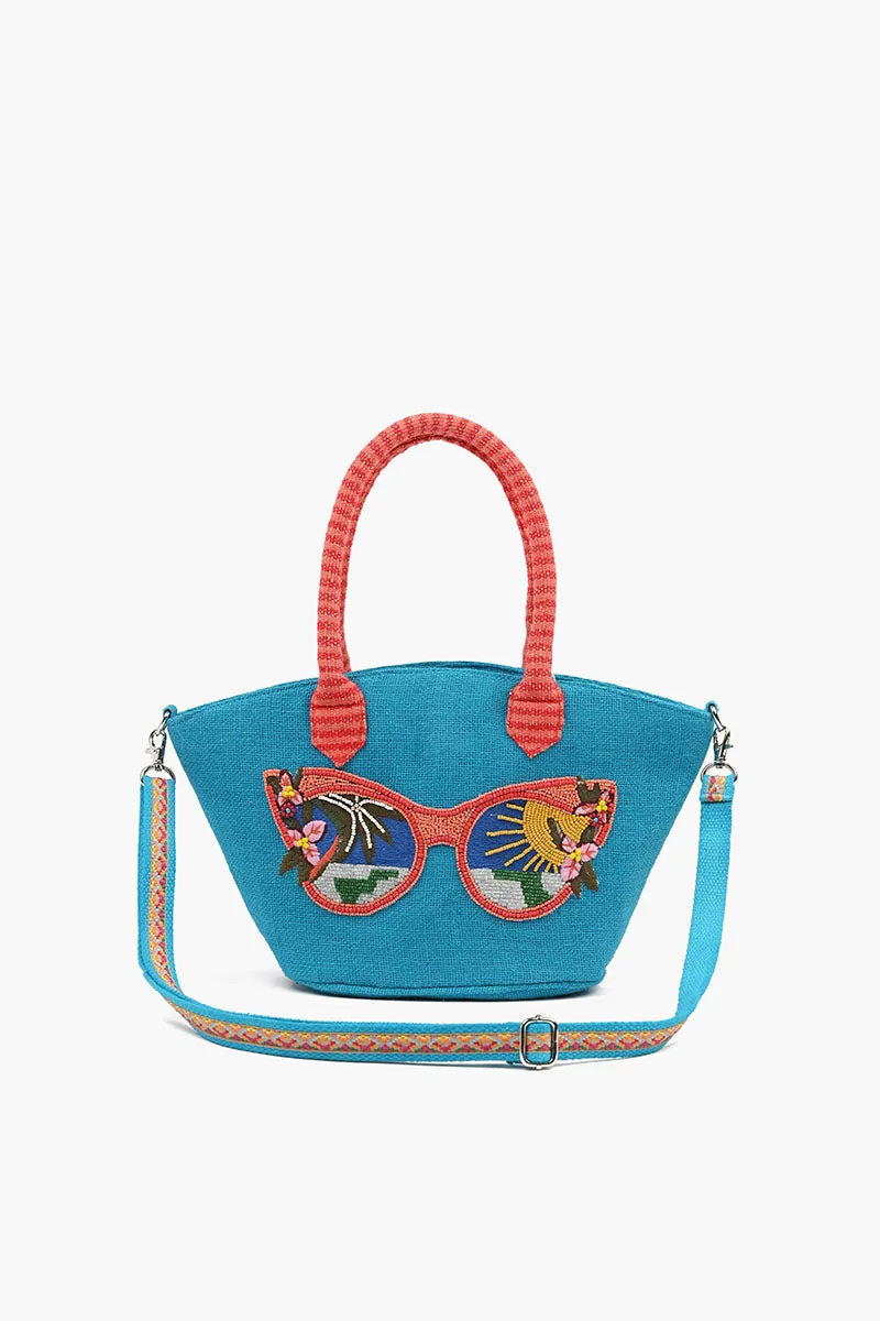 Sunny Days Beaded Mini Jute Tote sold by America & Beyond