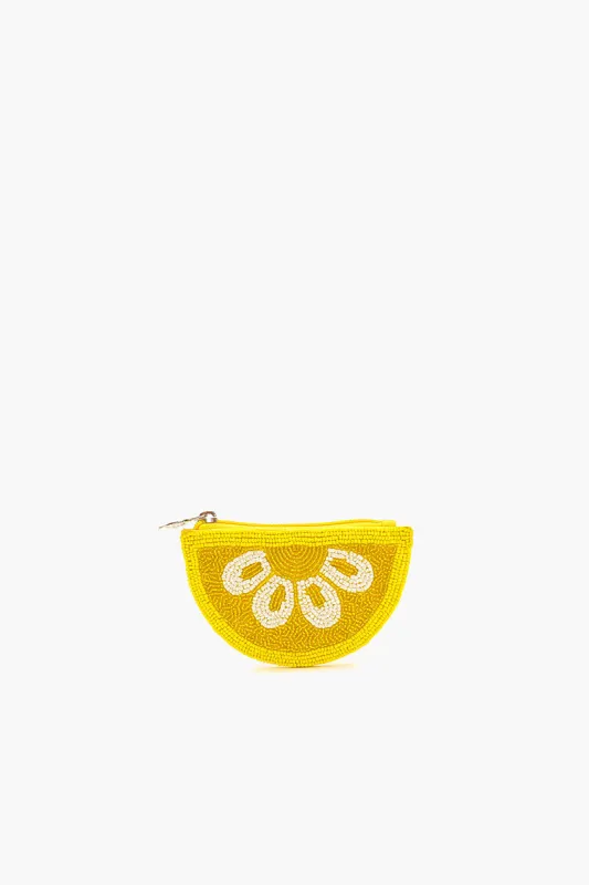 Citrus Splash Beaded Pouch - Lemon sold by America & Beyond