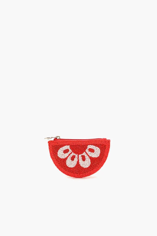 Citrus Splash Beaded Pouch - Watermelon sold by America & Beyond