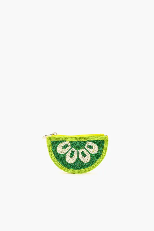 Citrus Splash Beaded Pouch - Lime sold by America & Beyond