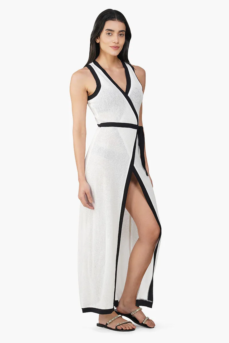 Dalmia Black And White Crochet Lace Fabric Cover Up sold by America & Beyond product image thumbnail 2