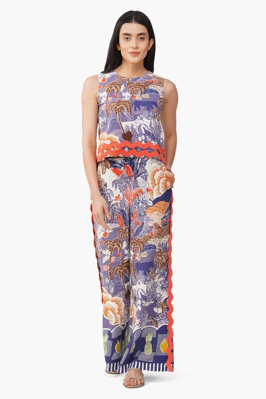 Taste of Blue Tropics Flaired Pants sold by America & Beyond