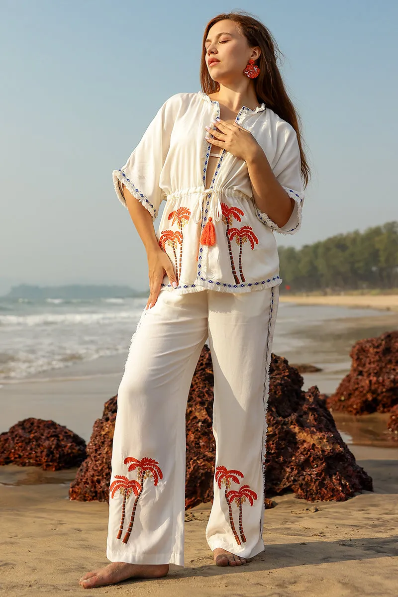 Palm Queen Embellished Short Cover Up sold by America & Beyond
