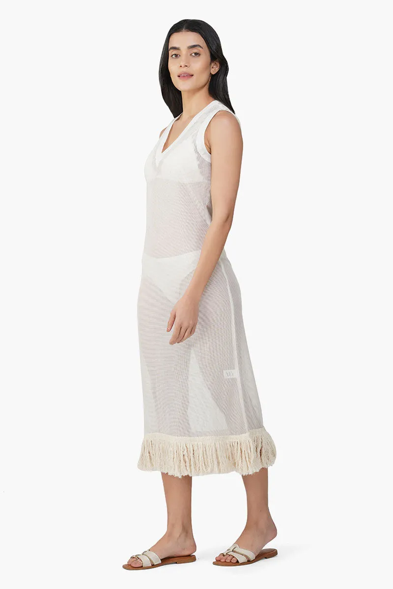 Delyssa Crochet Lace Fabric Fringes Cover Up sold by America & Beyond product image thumbnail 3