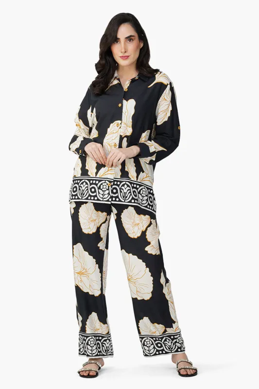 Black And White Floral Daze Printed Shirt sold by America & Beyond