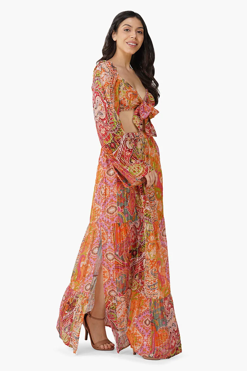 Multi Palm Paisley Front Tie Top sold by America & Beyond product image thumbnail 2