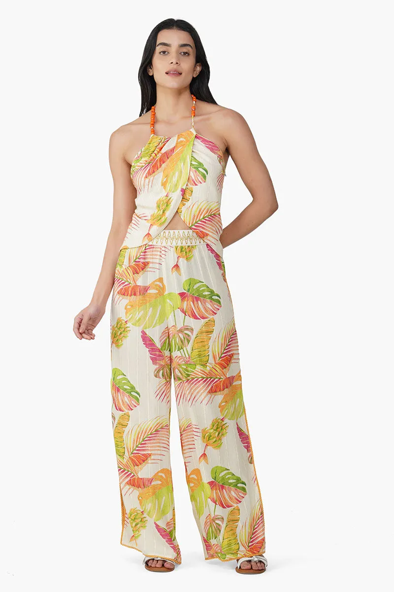 Dua Multi Tropics Printed Flaired Pants sold by America & Beyond