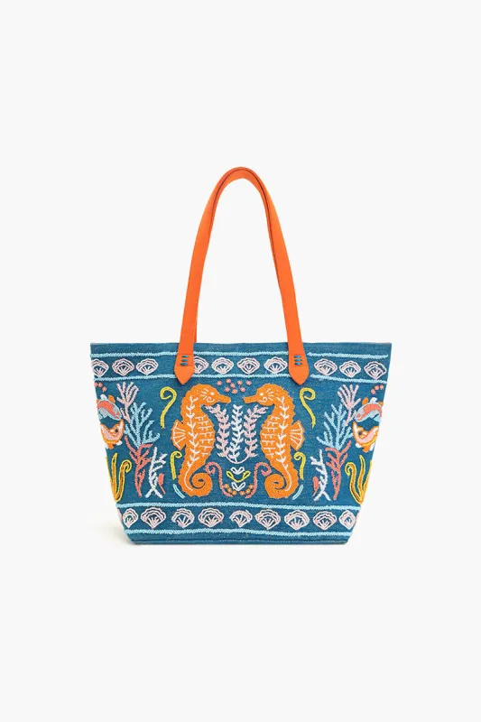 Sea Horse Teal Tote sold by America & Beyond