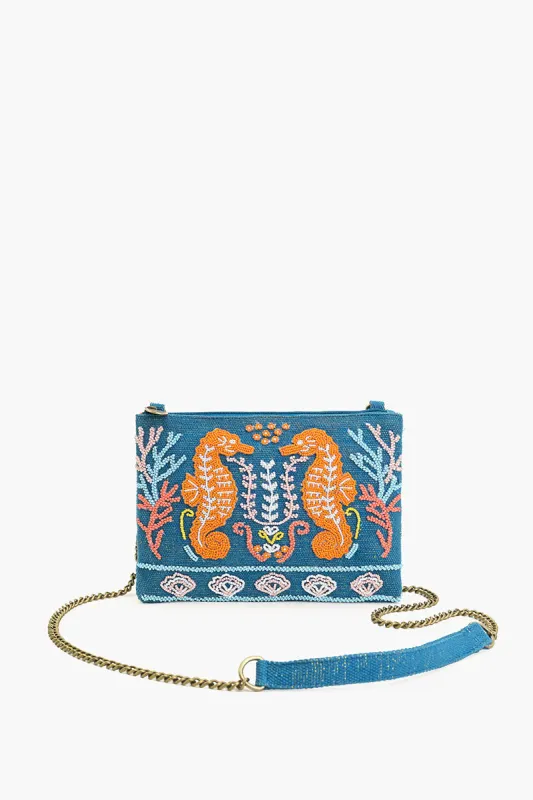 Sea Horse Teal Sling Pouch sold by America & Beyond