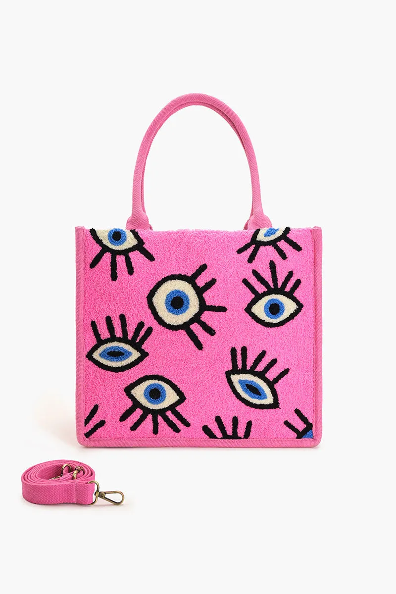 Whimsical Wonder Eye Pink Tote sold by America & Beyond